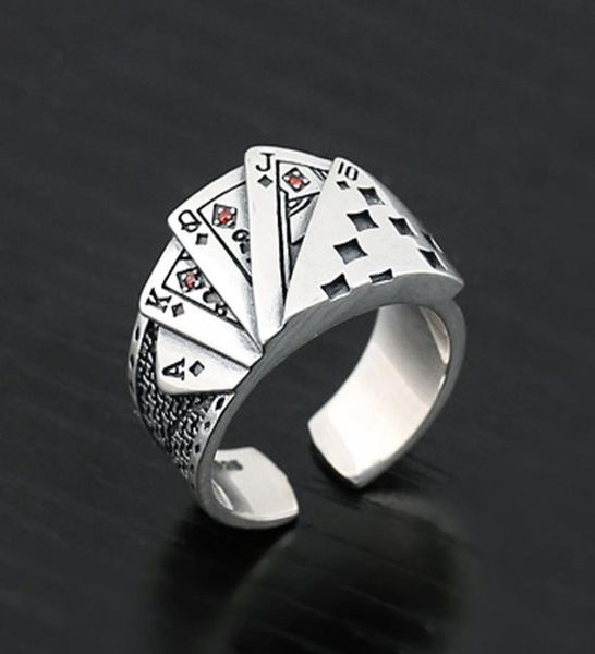 new trending lucky card ring vintage personality openended alloy lucky punk card band ring with red gemstone for men and women jz3975930, Silver
new trending lucky card ring vintage personality openended alloy lucky punk card band ring with red gemstone for men and women jz3975930, Silver