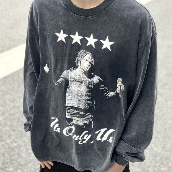 vintage full sleeve clothing cotton loose oversized tee t shirt for men, Black;brown
vintage full sleeve clothing cotton loose oversized tee t shirt for men, Black;brown