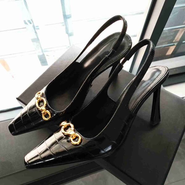 sandals early spring new black lacquer leather women's high heels slim temperament single shoes metal 230626
sandals early spring new black lacquer leather women's high heels slim temperament single shoes metal 230626