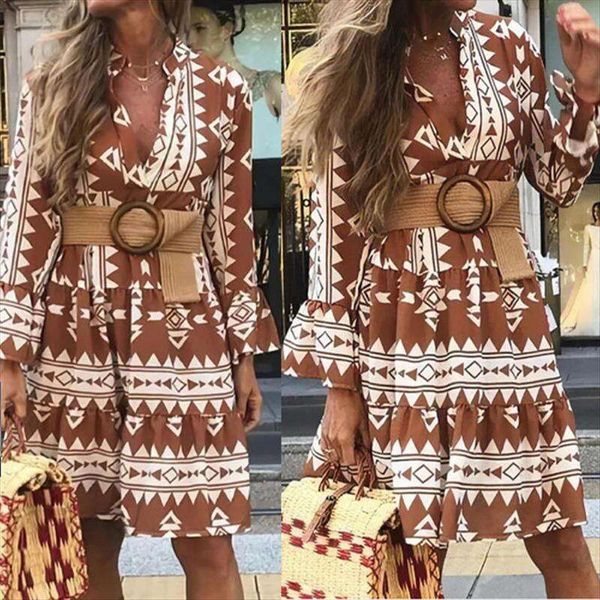 summer womens v neck dress graceful geometric digital printed bell sleeve skirt, Black;gray
summer womens v neck dress graceful geometric digital printed bell sleeve skirt, Black;gray