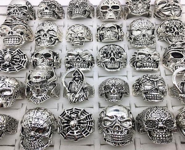 whole 30pcslot rings mix styles silver metal alloy mens womens gothic skull skeleton ring punk biker fashion jewelry1990036, Golden;silver
whole 30pcslot rings mix styles silver metal alloy mens womens gothic skull skeleton ring punk biker fashion jewelry1990036, Golden;silver