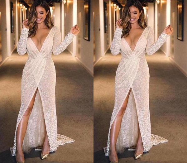 2022 glitter sequins wedding dresses gown high middle slits long sleeves deep v neck ruched reception dress bridal gowns4365886, White
2022 glitter sequins wedding dresses gown high middle slits long sleeves deep v neck ruched reception dress bridal gowns4365886, White
