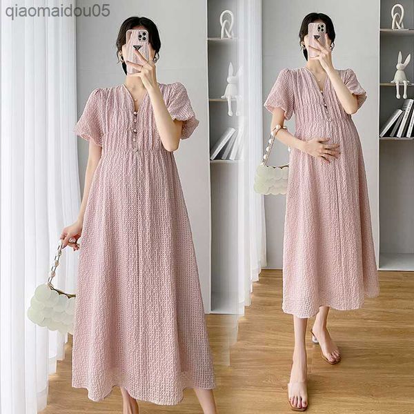 8237# 2022 summer korean fashion maternity long dress elegant a line loose clothes for pregnant women ins pregnancy postpartum l230712, White
8237# 2022 summer korean fashion maternity long dress elegant a line loose clothes for pregnant women ins pregnancy postpartum l230712, White