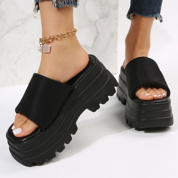 slippers summer brand women single band platform sandals black nylon chunky platform wedges slipper sandals 230713
slippers summer brand women single band platform sandals black nylon chunky platform wedges slipper sandals 230713