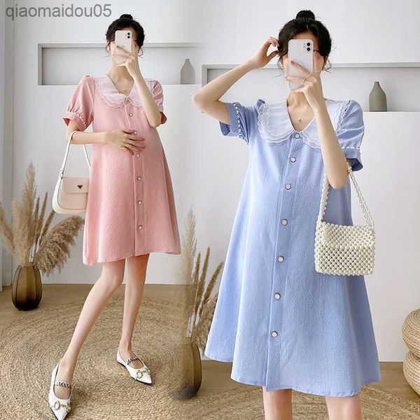 2022 summer new maternity dresses pregnancy clothes peter pan collar solid single-breasted above-knee pregnant women vestidos l230712, White
2022 summer new maternity dresses pregnancy clothes peter pan collar solid single-breasted above-knee pregnant women vestidos l230712, White
