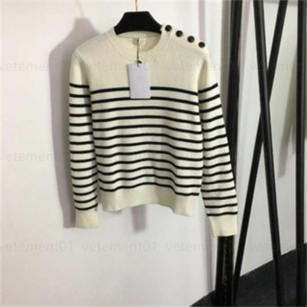 women streak pullover clothe designer sweater shoulder button embellishment round neck long sleeve wool striped beige knit sweaters womens, White;black
women streak pullover clothe designer sweater shoulder button embellishment round neck long sleeve wool striped beige knit sweaters womens, White;black