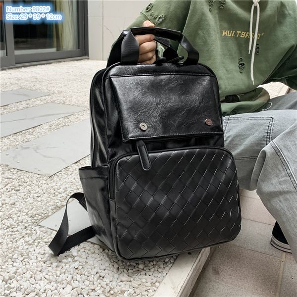 Factory wholesale men shoulder bag soft and comfortable leather leisure travel backpack street popular woven student backpacks flip zipper fashion handbag, Black-9802#
Factory wholesale men shoulder bag soft and comfortable leather leisure travel backpack street popular woven student backpacks flip zipper fashion handbag, Black-9802#