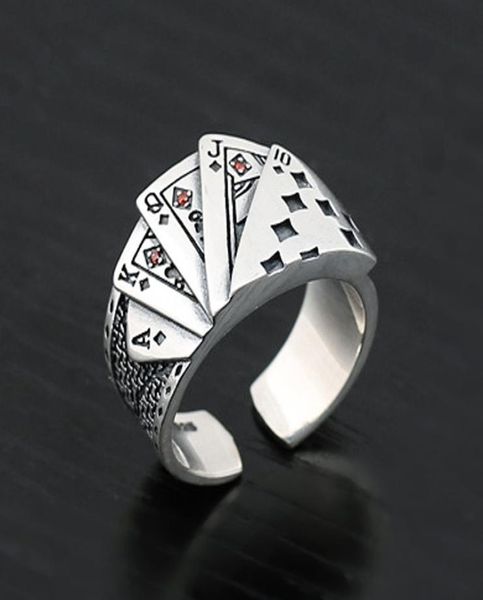 new trending lucky card ring vintage personality openended alloy lucky punk card band ring with red gemstone for men and women jz4349980, Silver
new trending lucky card ring vintage personality openended alloy lucky punk card band ring with red gemstone for men and women jz4349980, Silver
