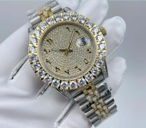 classic3 style premium quality full drilling men's wristwatches 43mm big diamond bezel sapphire luminous auto date eta 2813 mechnaical, Slivery;brown
classic3 style premium quality full drilling men's wristwatches 43mm big diamond bezel sapphire luminous auto date eta 2813 mechnaical, Slivery;brown