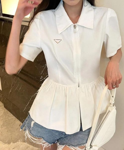 women shirts summer solid color shirts for womens designer clothing triangle vintage loose shirts ins zipper pleated, White
women shirts summer solid color shirts for womens designer clothing triangle vintage loose shirts ins zipper pleated, White