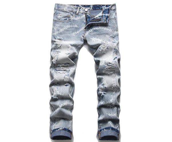 2022 summer street ripped hole men039s jeans fashion urban tight printed cotton denim pants slim fit mid waist casual trousers9285791, Blue
2022 summer street ripped hole men039s jeans fashion urban tight printed cotton denim pants slim fit mid waist casual trousers9285791, Blue