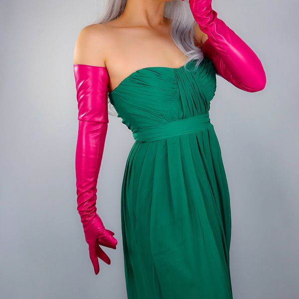 five fingers gloves long fashion gloves faux leather vegan 28" 70cm rose pink fuchsia magenta 230712, Blue;gray
five fingers gloves long fashion gloves faux leather vegan 28" 70cm rose pink fuchsia magenta 230712, Blue;gray