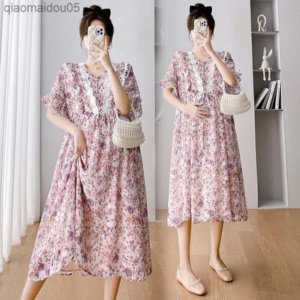 2308# summer fashion floral print chiffon maternity long dress ruffle clothes for pregnant women pregnancy nursing postpartum l230712, White
2308# summer fashion floral print chiffon maternity long dress ruffle clothes for pregnant women pregnancy nursing postpartum l230712, White
