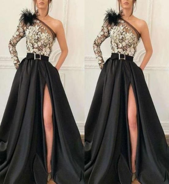 modern one shoulder black satin a line evening gown long sleeve appliques front split long prom dresses for special occasion wear2632090, Black;red
modern one shoulder black satin a line evening gown long sleeve appliques front split long prom dresses for special occasion wear2632090, Black;red