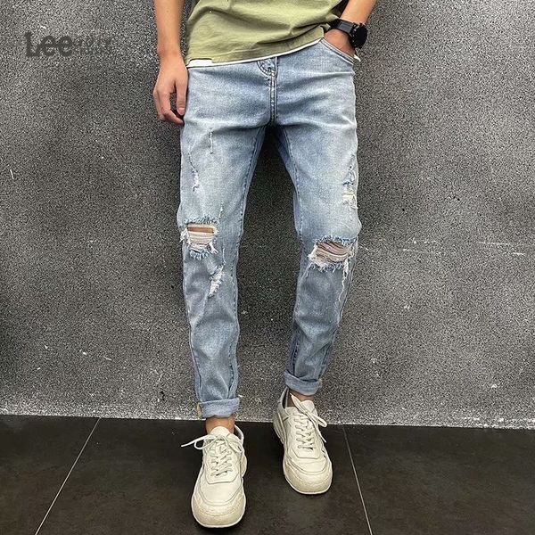 mens jeans summer versatile broken fashion brand slim fit light beggar korean edition casual slimfit pants trendy 230712, Blue
mens jeans summer versatile broken fashion brand slim fit light beggar korean edition casual slimfit pants trendy 230712, Blue