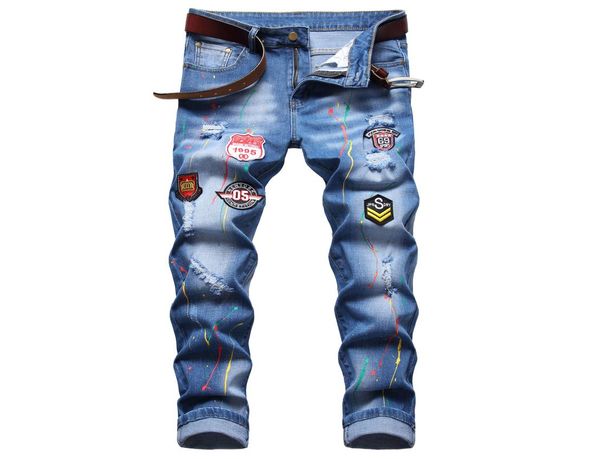 men slim fit ripped jeans fashion straight leg stretch printed biker denim pants mens blue regular trousers big size d6735193287
men slim fit ripped jeans fashion straight leg stretch printed biker denim pants mens blue regular trousers big size d6735193287