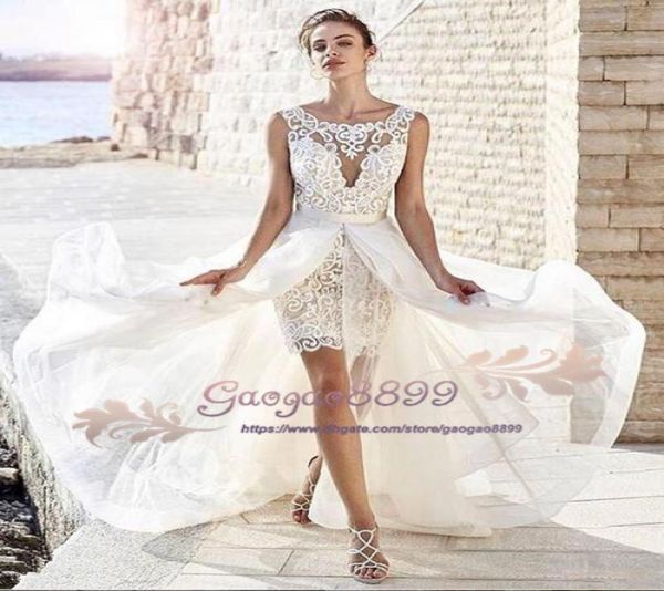 2019 short two piece full lace sheath wedding dresses with detachable train vintage bohemia garden beach bridal gowns vestid1710322, White
2019 short two piece full lace sheath wedding dresses with detachable train vintage bohemia garden beach bridal gowns vestid1710322, White