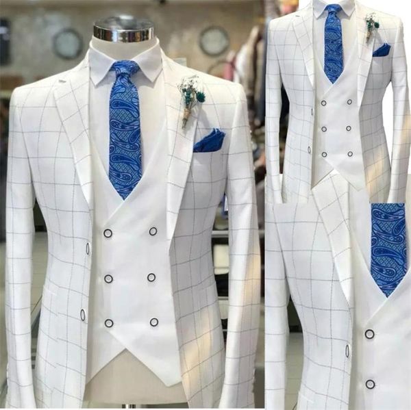 white men suits check pattern wedding tuxedo formal wear customized handsome party suit coatvestwhite pant7669961, Black;gray
white men suits check pattern wedding tuxedo formal wear customized handsome party suit coatvestwhite pant7669961, Black;gray