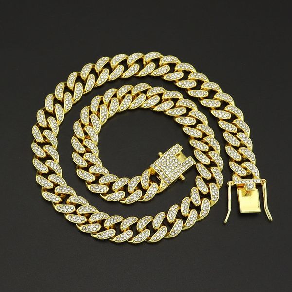 13mm striped cuban chain women men's necklace yellow golden full artificial diamond hip hop rock style clavicle necklace 60cm long, Silver
13mm striped cuban chain women men's necklace yellow golden full artificial diamond hip hop rock style clavicle necklace 60cm long, Silver