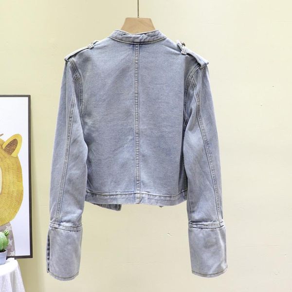 pants retro military style handsome stand collar denim jackets female doublebreasted wild slim short denim jackets women outerwear, White
pants retro military style handsome stand collar denim jackets female doublebreasted wild slim short denim jackets women outerwear, White