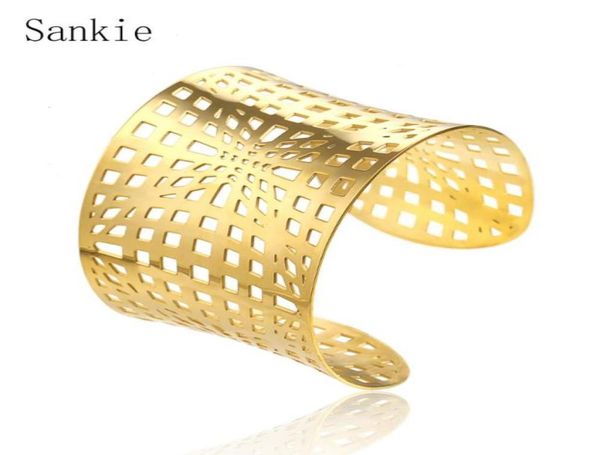 sankie wide cuff bracelets bangles for women stainless steel fashion jewelry gold color geometric hollow bangle bracelet4583115, Black
sankie wide cuff bracelets bangles for women stainless steel fashion jewelry gold color geometric hollow bangle bracelet4583115, Black