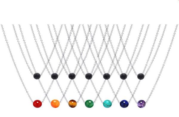 double layers stainless steel chian 10mm natural 7 chakras stone 8mm black lava bead aromatherapy essential oil diffuser necklace6009509, Silver
double layers stainless steel chian 10mm natural 7 chakras stone 8mm black lava bead aromatherapy essential oil diffuser necklace6009509, Silver