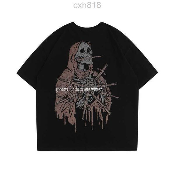 designer high street dark skull print short sleeve t-shirt men's and women's fashion hiphop loose half sleeve, White;black
designer high street dark skull print short sleeve t-shirt men's and women's fashion hiphop loose half sleeve, White;black
