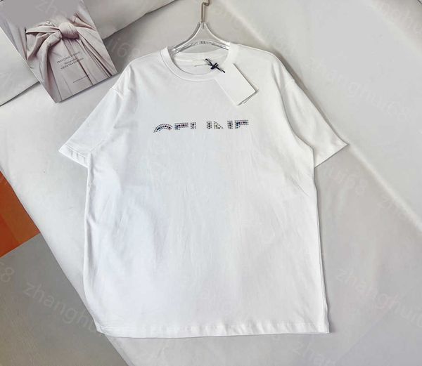 23ss tee womens t-shirt womens designer clothing round neck pure cotton new color drill letter logo short sleeve t-shirt womens clothes, White
23ss tee womens t-shirt womens designer clothing round neck pure cotton new color drill letter logo short sleeve t-shirt womens clothes, White