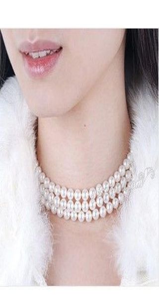 new fine 16quot 3strand 55mm 100 natural white akoya pearls chokers necklace 14k gift box4026388, Black
new fine 16quot 3strand 55mm 100 natural white akoya pearls chokers necklace 14k gift box4026388, Black