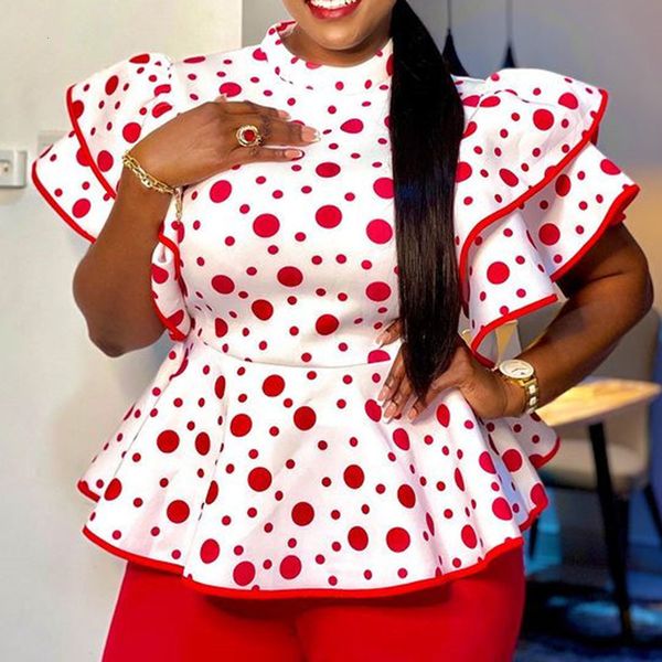 women's blouses shirts summer red polka dot print blouse women ruffles african office lady casual tshirt black vintage y2k womens shirt, White
women's blouses shirts summer red polka dot print blouse women ruffles african office lady casual tshirt black vintage y2k womens shirt, White
