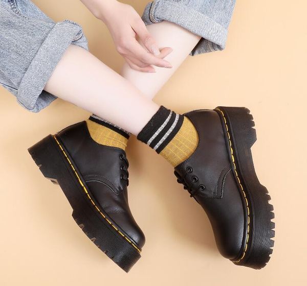 quad low cut thick soled martin boots british casual small leather shoes versatile for students tall and slim short boots for women, Black
quad low cut thick soled martin boots british casual small leather shoes versatile for students tall and slim short boots for women, Black