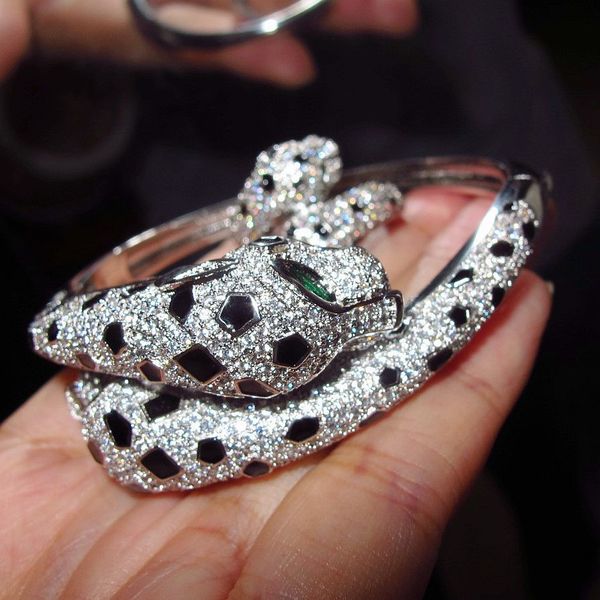 pendant necklaces punk black spot double leopard heads ring bangle zirconia stone animal panther bracelet for women fashion party jewelry se, Silver
pendant necklaces punk black spot double leopard heads ring bangle zirconia stone animal panther bracelet for women fashion party jewelry se, Silver
