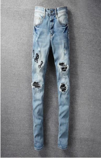 embroidery letter biker jean streetwear slim skinny stretch denim motorcycle pant 2021 hole stitching zipper leather patchwork4155003, Blue
embroidery letter biker jean streetwear slim skinny stretch denim motorcycle pant 2021 hole stitching zipper leather patchwork4155003, Blue