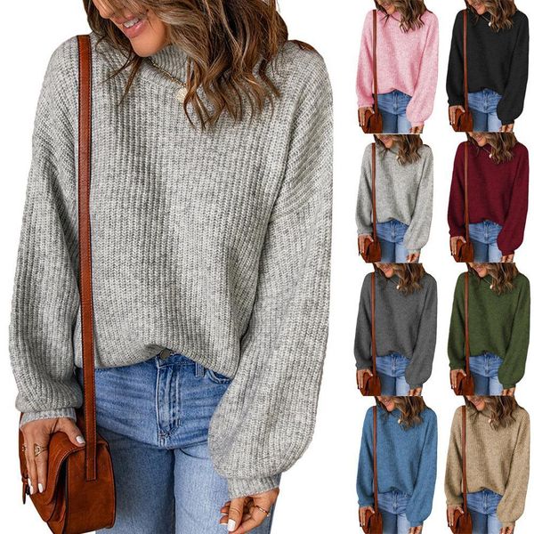 women's sweaters autumn and winter new european and american high neck solid loose pullover sweater wholesale, White;black
women's sweaters autumn and winter new european and american high neck solid loose pullover sweater wholesale, White;black