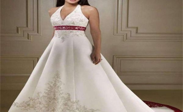 selling white and red embroidery wedding dresses new beaded sweep train sleeveless aline satin halter bridal gowns custom mad5386297
selling white and red embroidery wedding dresses new beaded sweep train sleeveless aline satin halter bridal gowns custom mad5386297