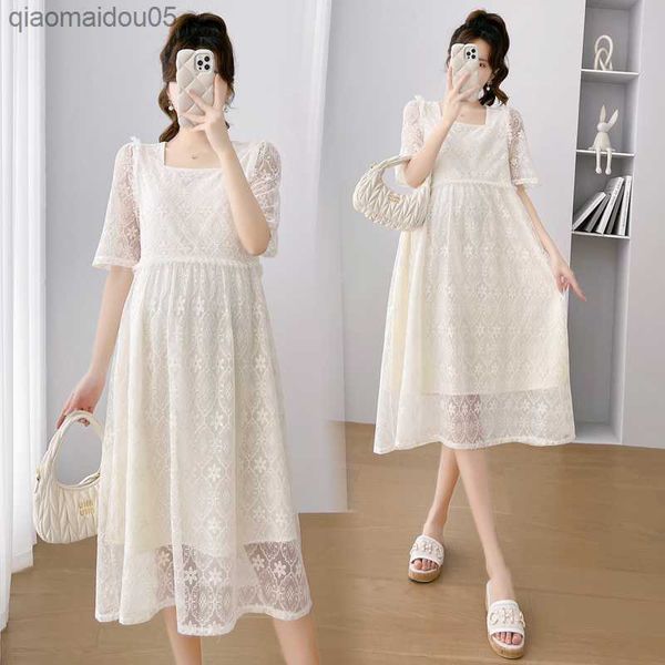 5118# 2023 summer korean fashion lace maternity dress sweet a line slim clothes for pregnant women pregnancy clothing, White
5118# 2023 summer korean fashion lace maternity dress sweet a line slim clothes for pregnant women pregnancy clothing, White