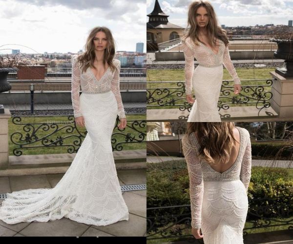 long sleeve berta mermaid wedding dresses full lace crystal backless vestido de noiva bridal gowns deep v neck robe de mariee4631532, White
long sleeve berta mermaid wedding dresses full lace crystal backless vestido de noiva bridal gowns deep v neck robe de mariee4631532, White