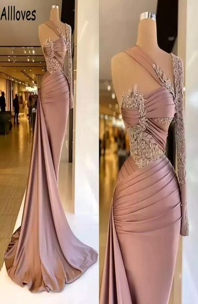 elegant ruched satin mermaid prom dresses with one shoulder long sleeve beaded lace appliques evening party gowns long arabic aso 9043767, Black
elegant ruched satin mermaid prom dresses with one shoulder long sleeve beaded lace appliques evening party gowns long arabic aso 9043767, Black