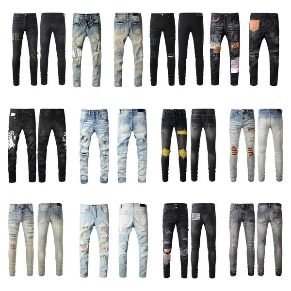 23ss designer am mens jeans mens womens high craft elasticity slim body jeans pants long ripped patch jeans denim straight streetwear skinny, Black
23ss designer am mens jeans mens womens high craft elasticity slim body jeans pants long ripped patch jeans denim straight streetwear skinny, Black