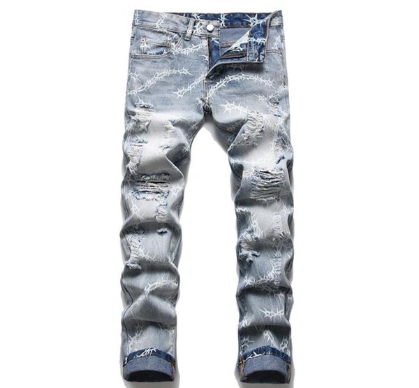 2022 summer street ripped hole men039s jeans fashion urban tight printed cotton denim pants slim fit mid waist casual trousers9928321, Blue
2022 summer street ripped hole men039s jeans fashion urban tight printed cotton denim pants slim fit mid waist casual trousers9928321, Blue