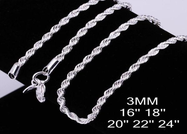 new arrival 925 sterling silver necklace chains 3mm 1630 inch pretty cute fashion charm rope chain necklace jewelry 10153865996
