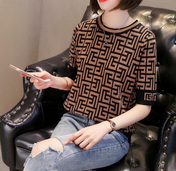 brand women's knitted t shirt luxury clothes tees short sleeve o-neck fashion slim designer t-shirt, White
brand women's knitted t shirt luxury clothes tees short sleeve o-neck fashion slim designer t-shirt, White
