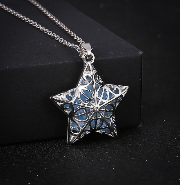 pretty pentagram pendant necklace glow in the dark star statement necklace long chain luminous necklaces2596821, Silver 
pretty pentagram pendant necklace glow in the dark star statement necklace long chain luminous necklaces2596821, Silver