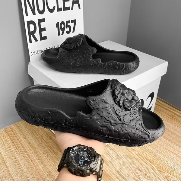 summer men's slippers home daily indoor quiet soft bottom bathroom bath non-slip outdoor comfortable lightweight personality sandals, Black
summer men's slippers home daily indoor quiet soft bottom bathroom bath non-slip outdoor comfortable lightweight personality sandals, Black