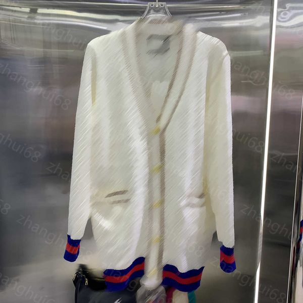 23ss womens knits womens designer clothing contrasting light silk wool knit sweater cardigan womens clothes, White
23ss womens knits womens designer clothing contrasting light silk wool knit sweater cardigan womens clothes, White