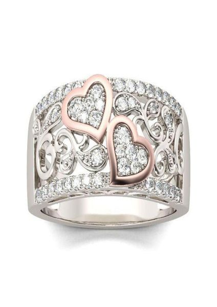 romantic rose gold color double heart rings for women fashion full zircon wedding band finger rings charming women party jewelry4120541, Silver
romantic rose gold color double heart rings for women fashion full zircon wedding band finger rings charming women party jewelry4120541, Silver