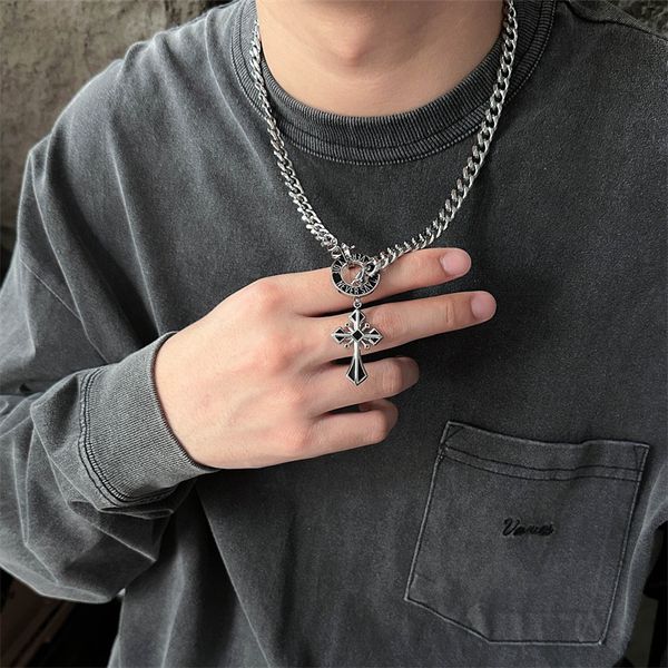 american trend brand titanium steel cross pendant necklace high street hip hop fashion personality men's/women's accessories, Black
american trend brand titanium steel cross pendant necklace high street hip hop fashion personality men's/women's accessories, Black