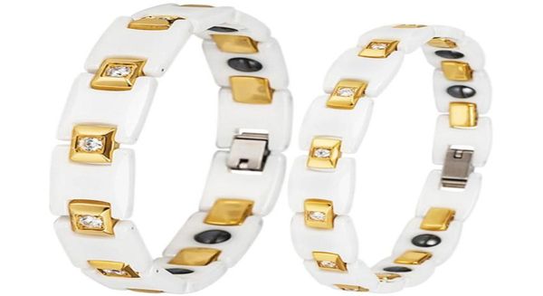 white ceramic couple bracelet bangle for women men fashion charms magnetic health care bracelets stainless steel cz jewelry gift l6012275, Black
white ceramic couple bracelet bangle for women men fashion charms magnetic health care bracelets stainless steel cz jewelry gift l6012275, Black