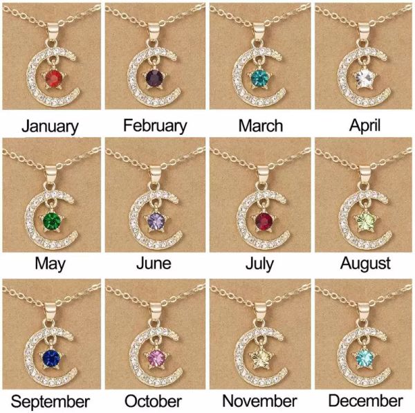 new style moon star birthstone pendant necklace wish card for women crystal gold color clavicle chain mom birthday jewelry gifts, Silver
new style moon star birthstone pendant necklace wish card for women crystal gold color clavicle chain mom birthday jewelry gifts, Silver