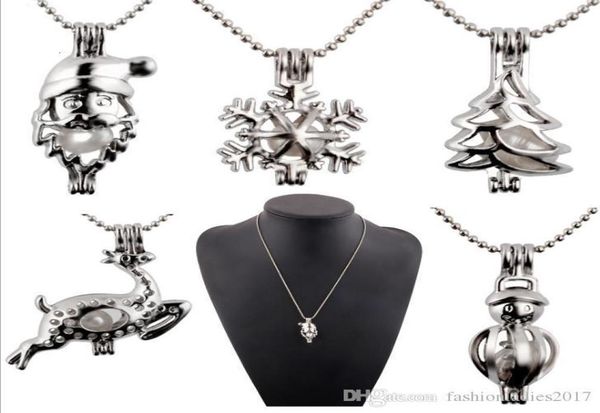 new pearl cage pendant necklace with oyster pearl christmas tree snowman deer santa hollow locket clavicle chain pearl necklaces j8395016, Silver 
new pearl cage pendant necklace with oyster pearl christmas tree snowman deer santa hollow locket clavicle chain pearl necklaces j8395016, Silver